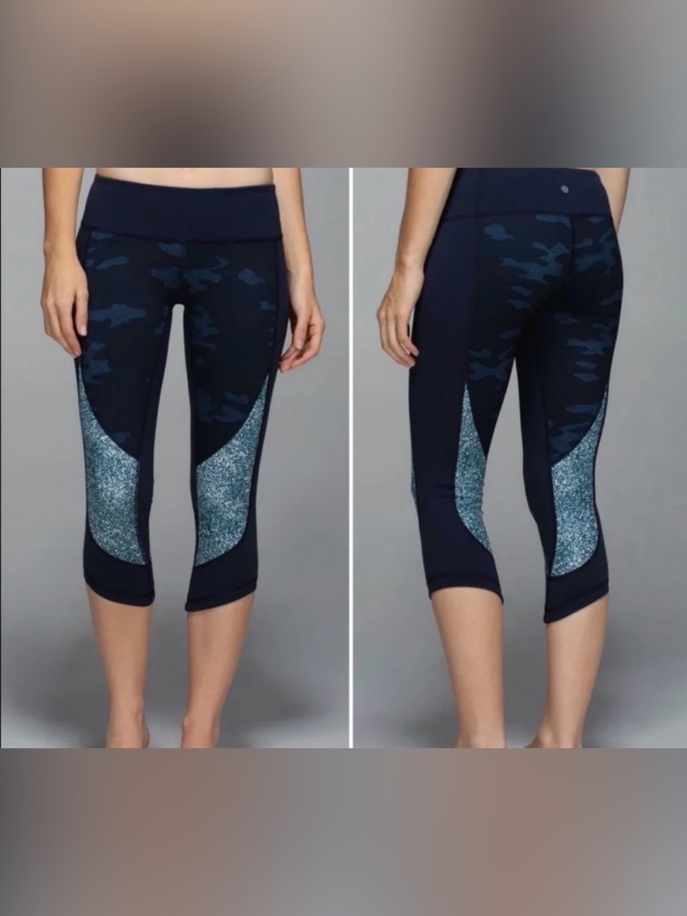 Lululemon Wunder Under Crop Full-On Leggings Blue Camo Size 6